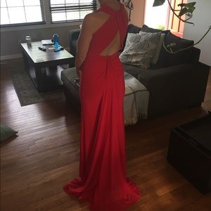 Aqua red jersey gown
